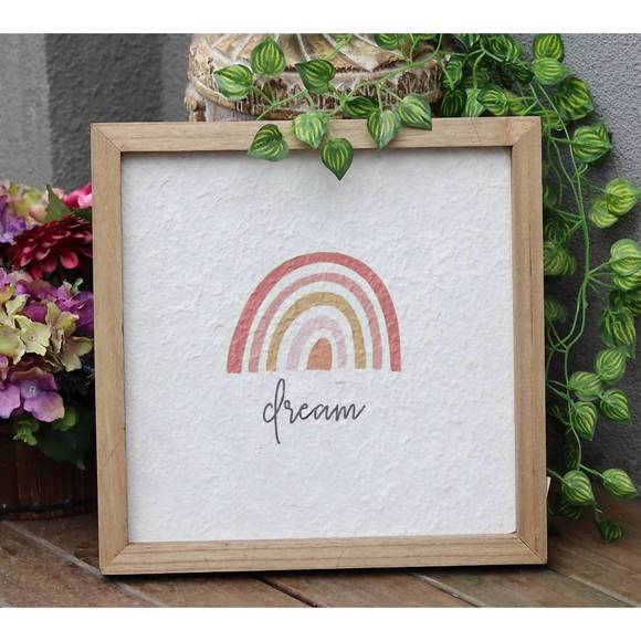 NEW PARIS LOFT dream rainbow decorative wood framed wall art plaque in multi - Picture 2 of 2